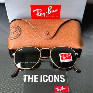 Ray-Ban Hexagonal Black Lenses /Gold Frame RB3548N Standard Size